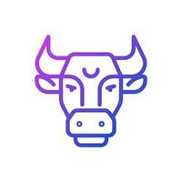 tjur huvud pixel perfekt lutning linjär vektor ikon. astro tecken. taurus zodiaken djur. horoskop personlighet. tunn linje Färg symbol. modern stil piktogram. vektor isolerat översikt teckning