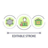 arbetssätt från Hem slinga begrepp ikon. avlägsen arbete. distans jobb. framställning pengar uppkopplad. frilansare abstrakt aning tunn linje illustration. isolerat översikt teckning. redigerbar stroke vektor