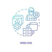 Netz Inhalt Verwaltung System Blau Gradient Konzept Symbol. cms Plattform. Digital Marketing. Boost Performance abstrakt Idee dünn Linie Illustration. isoliert Gliederung Zeichnung vektor