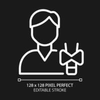 Endokrinologie Pixel perfekt Weiß linear Symbol zum dunkel Thema. endokrine System. Schilddrüse Drüse Störungen und Behandlung. dünn Linie Illustration. isoliert Symbol zum Nacht Modus. editierbar Schlaganfall vektor