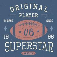 t-shirt design, fotboll quarterback superstar typografi grafik, vektorillustration vektor