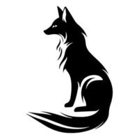 schwarz Silhouette von ein Sitzung Fuchs. wild Tier mit Schwanz zum tätowieren oder Logo Design vektor