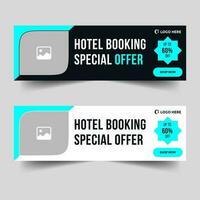 hotell bokning webb baner design, social media posta vektor