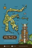 Sulawesi Indonesien Karten Illustration. Indonesien Insel Design Layout vektor