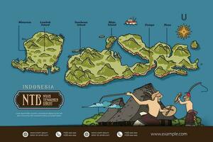 Westen nusa Tenggara Indonesien Karten Illustration. Indonesien Insel Design Layout vektor