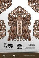 indonesiska kultur pintu aceh arkitektur dörr design mönster illustration vektor