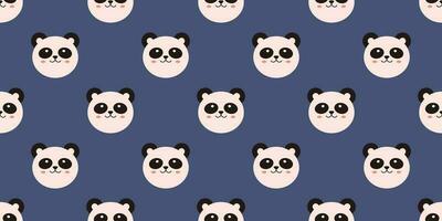 vektor sömlös mönster med söt panda huvuden. barnslig trendig skriva ut med panda björnar. söt bakgrund med rolig djur. kinesisk leende panda sömlös mönster.