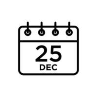 kalender 25 december ikon vektor design mall