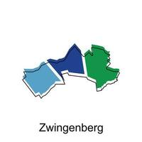 zwingenberg Karta, detaljerad översikt färgrik regioner av de tysk Land. vektor illustration mall design