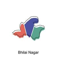 bhilai Nagar Karte Illustration Design, Vektor Vorlage mit Gliederung Grafik skizzieren Stil isoliert auf Weiß Hintergrund