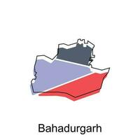 Bahadurgarh Karte Illustration Design, Vektor Vorlage mit Gliederung Grafik skizzieren Stil isoliert auf Weiß Hintergrund