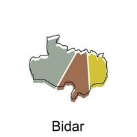 bidar Karte Illustration Design, Vektor Vorlage mit Gliederung Grafik skizzieren Stil isoliert auf Weiß Hintergrund