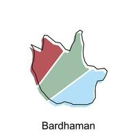 Bardhaman Karte Illustration Design, Vektor Vorlage mit Gliederung Grafik skizzieren Stil isoliert auf Weiß Hintergrund