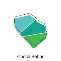 cooch behar Karte Illustration Design, Vektor Vorlage mit Gliederung Grafik skizzieren Stil isoliert auf Weiß Hintergrund