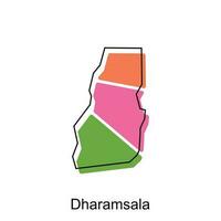 Karte von dharamsala Design Vorlage mit Gliederung Grafik skizzieren Stil isoliert auf Weiß Hintergrund vektor