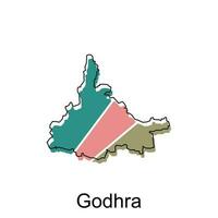 Godhra Stadt von Indien Karte Vektor Illustration, Vektor Vorlage mit Gliederung Grafik skizzieren Design