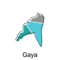 Karte von Gaya Design Vorlage mit Gliederung Grafik skizzieren Stil isoliert auf Weiß Hintergrund vektor