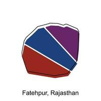 Karte von Fatehpur, Rajasthan Design Vorlage mit Gliederung Grafik skizzieren Stil isoliert auf Weiß Hintergrund vektor