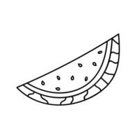 söt och rolig hand dragen vektor ClipArt sommar vattenmelon. enkel färgrik hand dragen klotter isolerat på de bakgrund. klotter av sommar frukter, bär. mat och drycker i de varm semester.