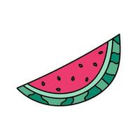 süß und komisch Hand gezeichnet Vektor Clip Art Sommer- Wassermelone. einfach bunt Hand gezeichnet Gekritzel isoliert auf das Hintergrund. Gekritzel von Sommer- Früchte, Beeren. Essen und Getränke im das heiß Urlaub.