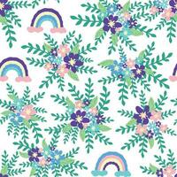 Blumen- nahtlos Muster mit Tizian, Lavendel, Blau, lila Kamille Blume und Blätter auf Pastell- Hintergrund vektor
