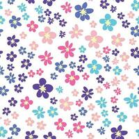 Blumen- nahtlos Muster mit Rosa, Lavendel, Blau, lila Kamille Blume und Blätter. kindisch, feminin, sanft vektor