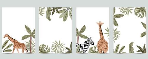 Safari-Hintergrundsammlung mit Giraffe vektor