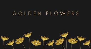 Low-Poly-Banner mit golden wachsenden Blumen. vektor