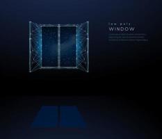 abstraktes offenes Fenster zum Universum. Design im Low-Poly-Stil vektor