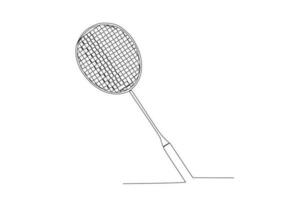 vektor badminton racket och fjäderboll. ett linje konst. utrustning för badminton spel. vektor illustration