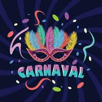 Vektor Design Banner mit ein festlich Maske und Konfetti zum Brasilianer Karneval