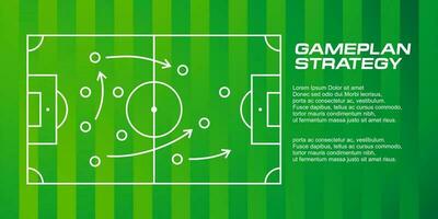 fotboll team bildning och taktik . grön styrelse spel planen med fotboll spel strategi. vektor för internationell värld mästerskap sport turnering baner begrepp