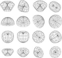 uppsättning av 3d trådmodell objekt del 2, samling av 3d trådmodell illustrationer vektor