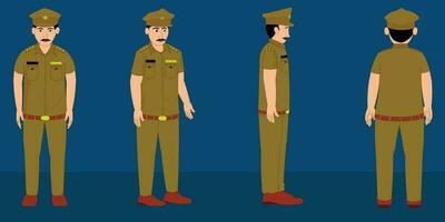 indisch Polizei Mann Karikatur Charakter. Moral Geschichten zum das Beste Karikatur Charakter Vektor kostenlos Vektor