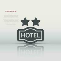 hotell 2 stjärnor tecken ikon i platt stil. värdshus vektor illustration på vit isolerat bakgrund. vandrarhem rum information företag begrepp.