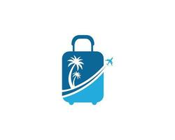 Reise Tasche Logo Design mit Palme Baum Symbol Vektor Symbol.