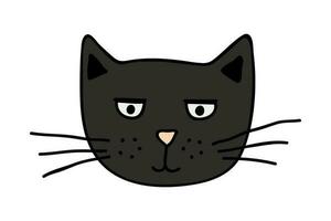 Hand gezeichnet Katze Schnauze Clip Art. süß Haustier Gesicht Gekritzel vektor