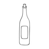 hand dragen vin flaska illustration. alkohol dryck ClipArt i klotter stil. enda element för design vektor