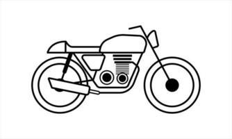 Kafé racer motorcykel ikon, minimalistisk symbol översikt stil med vit bakgrund vektor