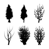 Baum Silhouetten auf Weiß Hintergrund. schwarz Vektor Illustration. Baum schwarz Kunst Design. Natur Baum und Blatt Kunst