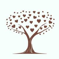 Baum mit Herz Blätter Vektor Kunst, fesselnd Natur Liebe Illustration