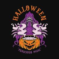 Halloween Monster- T-Shirt Design Vektor Halloween Zombie Karikatur Charakter Illustration