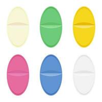 oval färgrik tabletter uppsättning isolerat på vit bakgrund vektor