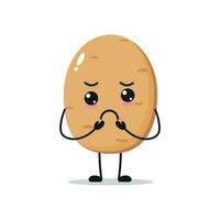 süß düster Kartoffel Charakter. komisch traurig Kartoffel Karikatur Emoticon im eben Stil. Gemüse Emoji Vektor Illustration