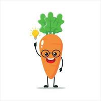 süß Clever Karotte Charakter. komisch Karotte habe Inspiration Idee Karikatur Emoticon im eben Stil. Gemüse Emoji Vektor Illustration