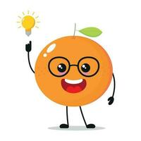 süß Clever Orange Charakter. komisch Orange habe Inspiration Idee Karikatur Emoticon im eben Stil. Obst Emoji Vektor Illustration