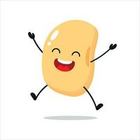 süß glücklich Sojabohne Charakter. komisch springen Sojabohne Karikatur Emoticon im eben Stil. Gemüse Emoji Vektor Illustration