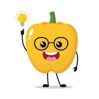 süß Clever Gelb Paprika Charakter. komisch Paprika habe Inspiration Idee Karikatur Emoticon im eben Stil. Gemüse Emoji Vektor Illustration