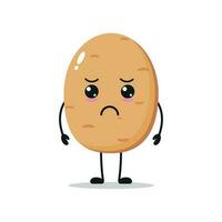 süß traurig Kartoffel Charakter. komisch unzufrieden Kartoffel Karikatur Emoticon im eben Stil. Gemüse Emoji Vektor Illustration