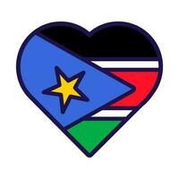 Süd Sudan Flagge festlich Herz Gliederung Symbol vektor